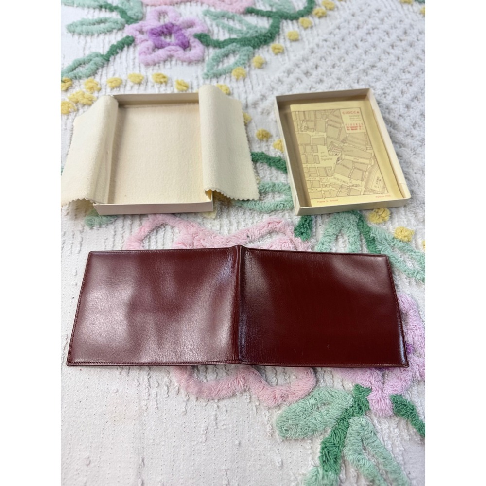 Vintage Ciocca  Leather Bifold Wallet Card Holder‎ Burgundy Italy Map Included - Picture 5 of 8